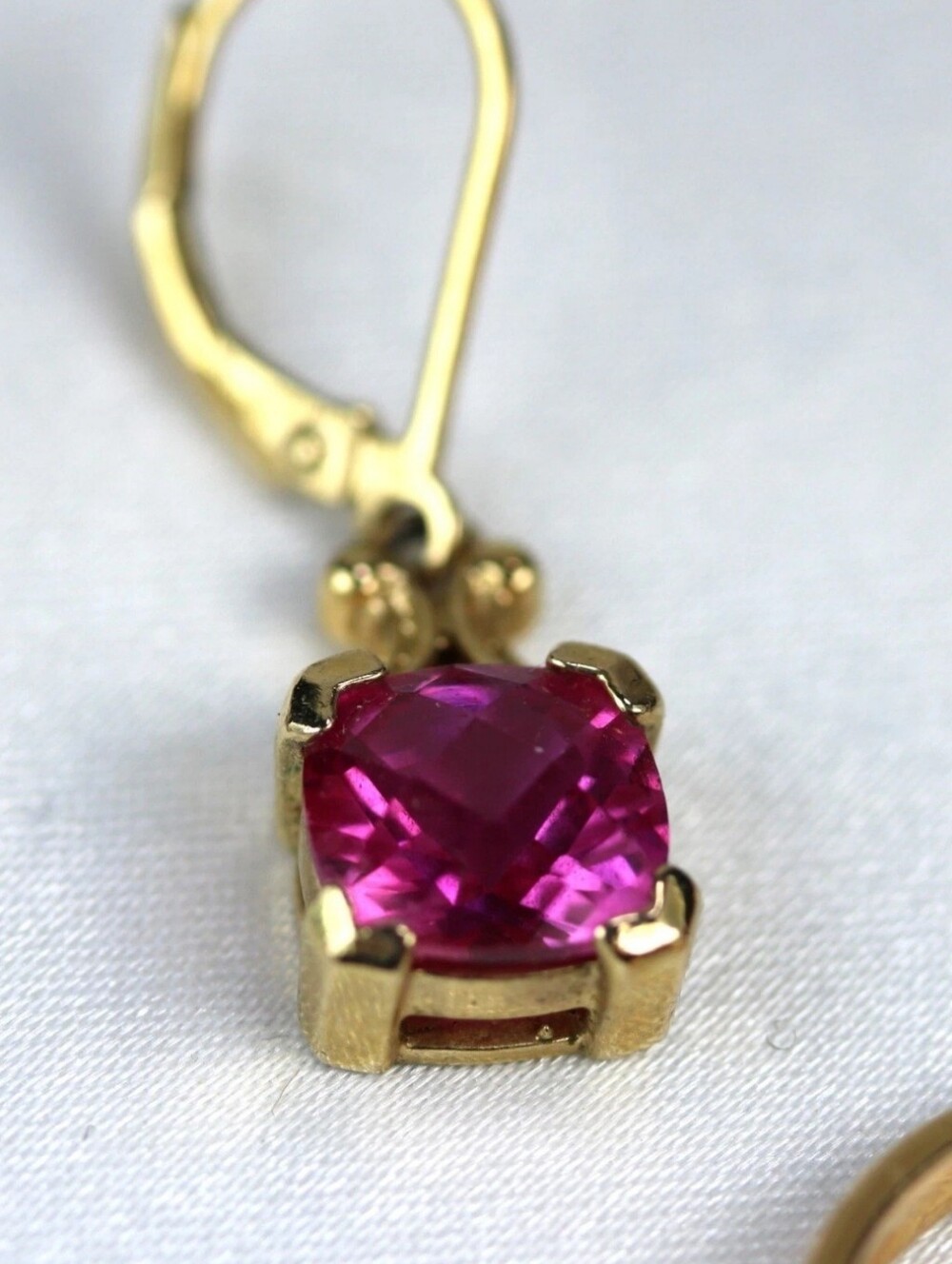 Ross Simmons Gold Vermeil & Ruby Leverback Earrings
